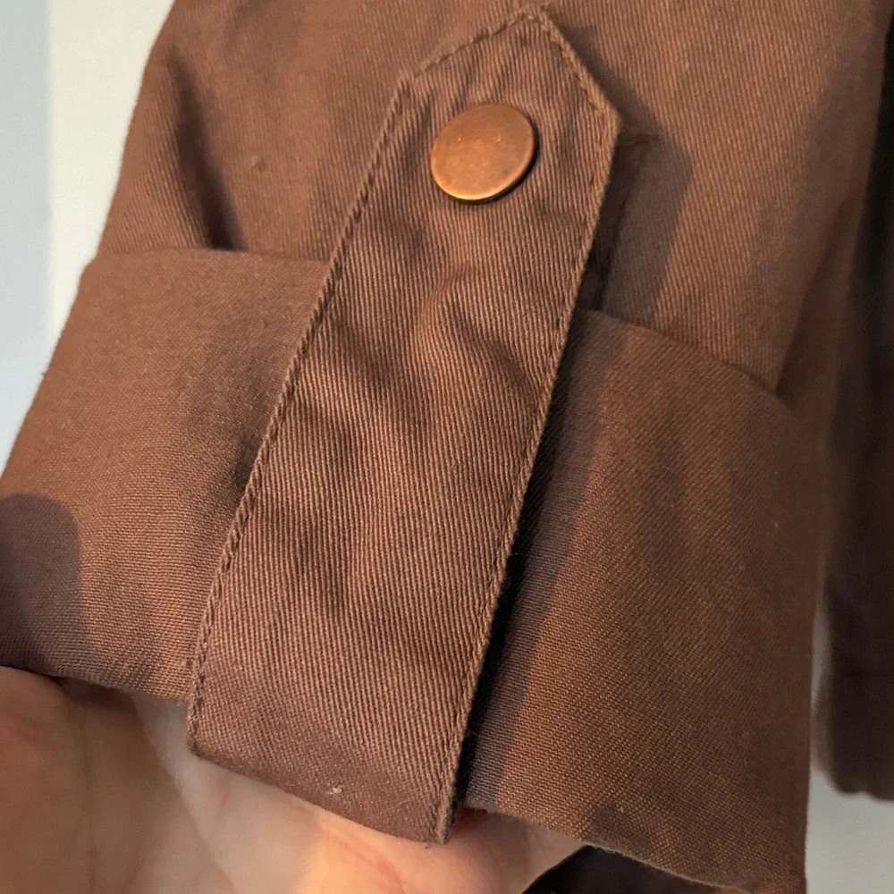 Blu Pepper Oversized Utility Zip-Up Jacket Dark Tan Size S - Picture 5 of 11
